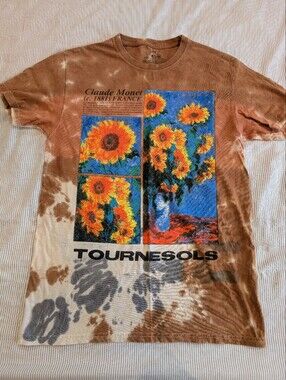 4 For 30$ 🧞‍♀️Claude Monet Sunflowers Graphic Tee - Brown Tie-Dye